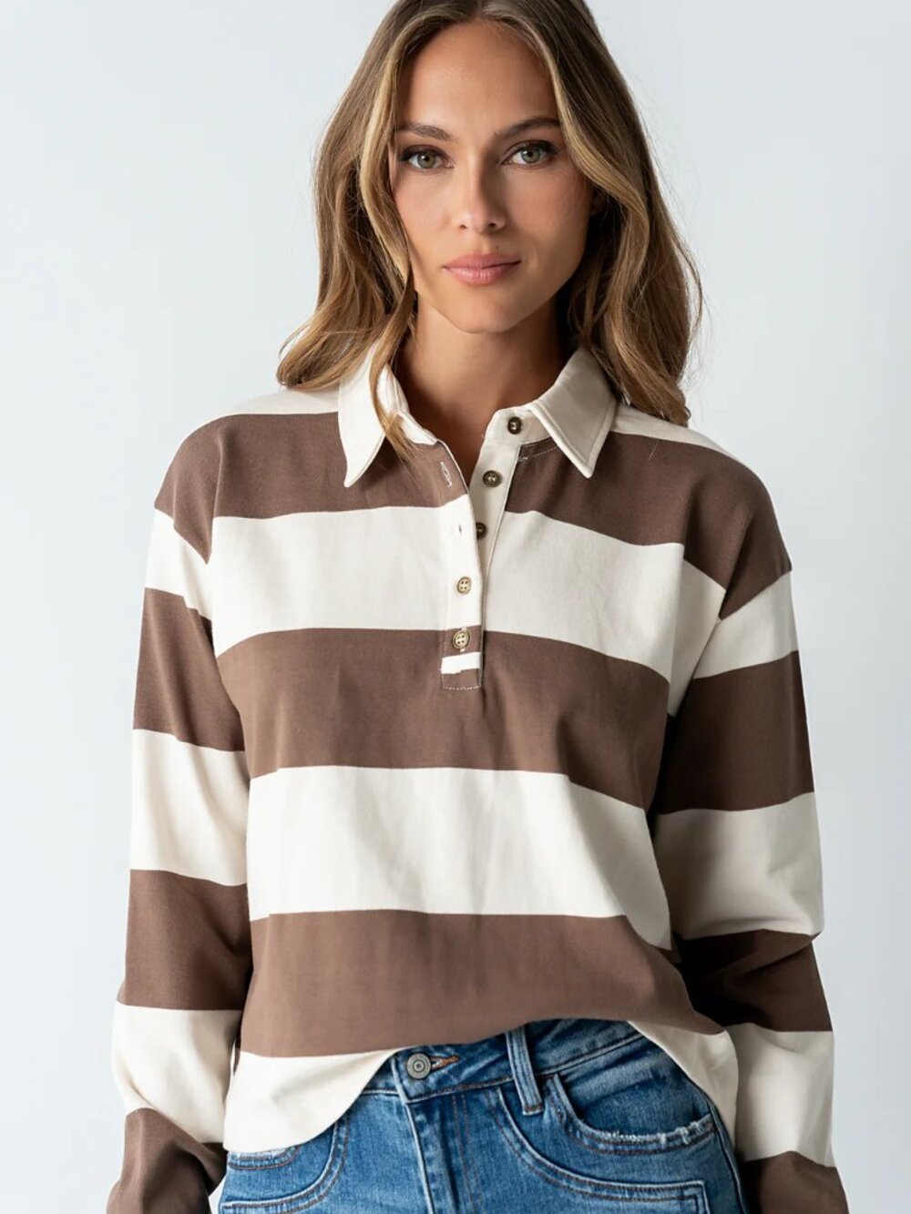 bohme Kaysen Taupe Striped Rugby Shirt/NWT/XL